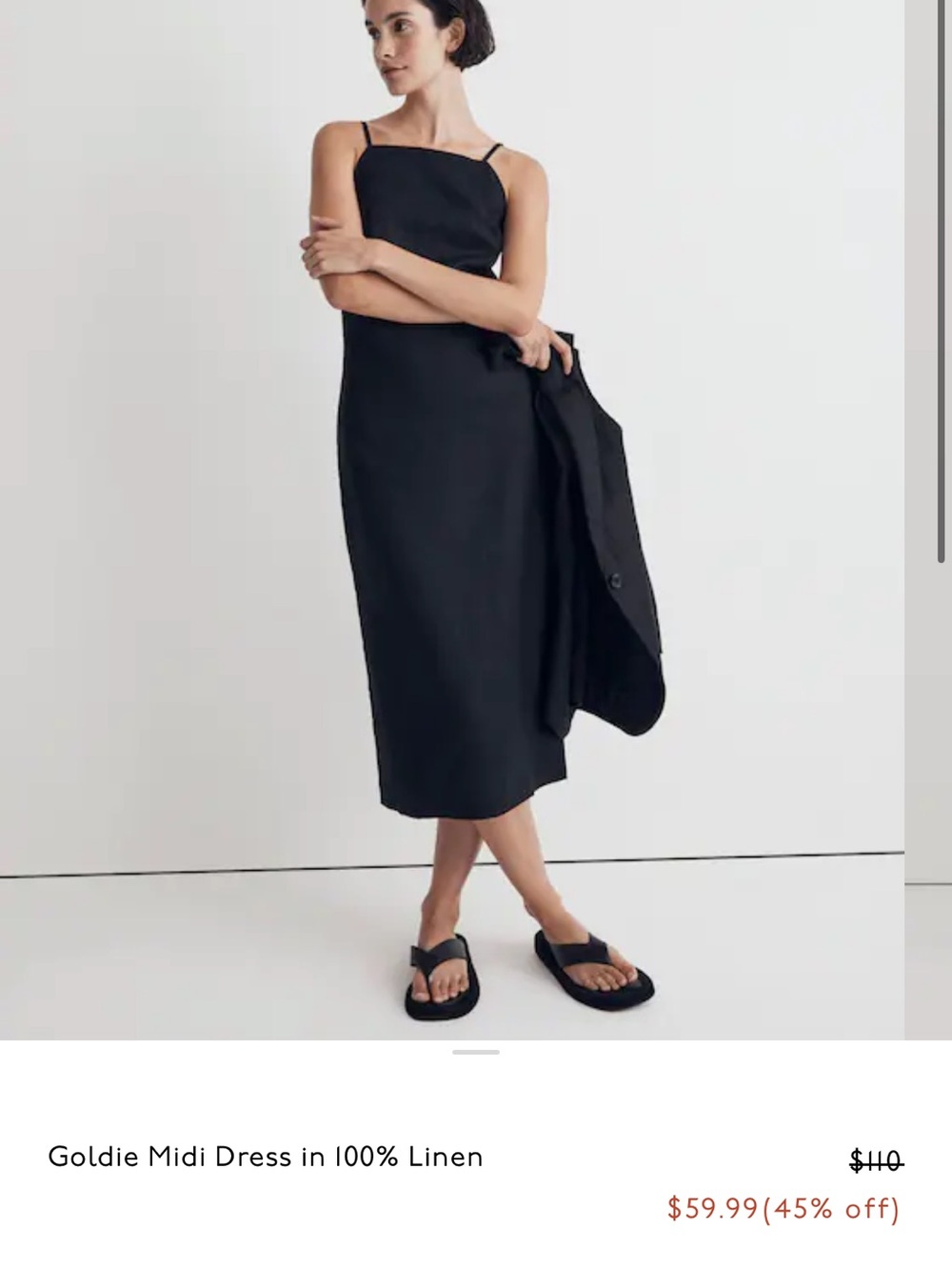 Madewell Black Linen Slip Midi Dress